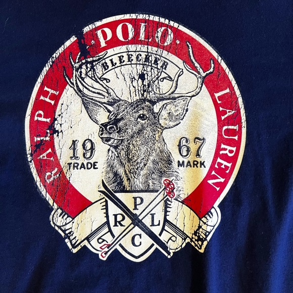 Vtg POLO by Ralph Lauren Men Green Crewneck Long Sleeve Tee Sz L Bleecker Deer - Picture 16 of 16